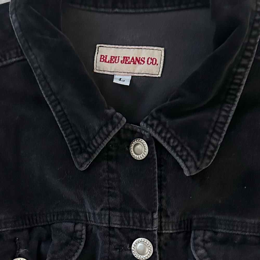 VINTAGE Y2K CASUAL BLACK COTTON VELVET JACKET SIZE-L, fits smaller like a M - Picture 5 of 9